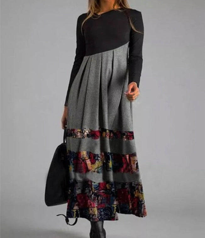 Damen boho-inspiriertes Midikleid mit geschickt kombiniertem Muster EB