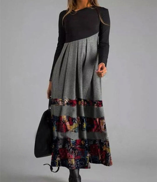 Damen boho-inspiriertes Midikleid mit geschickt kombiniertem Muster EB