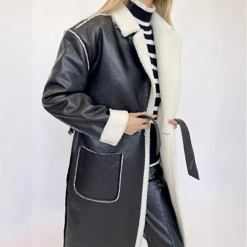 Damen Modischer Wintermantel mit Teddy-Futter EB