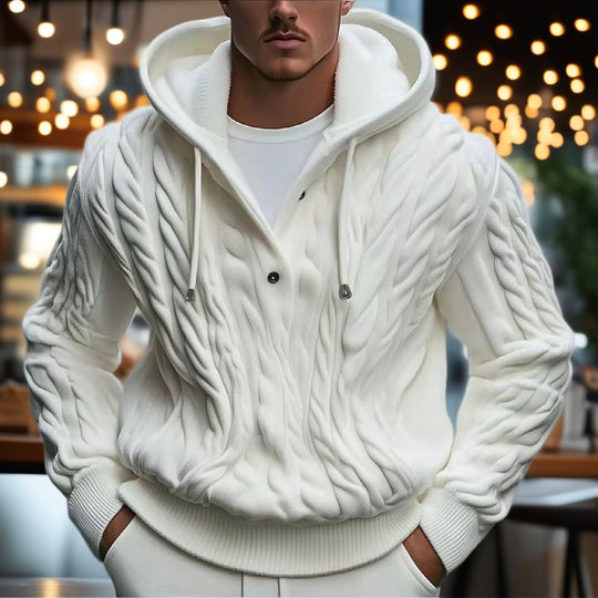 Herren gemütlicher Strickpullover mit Kapuze EB