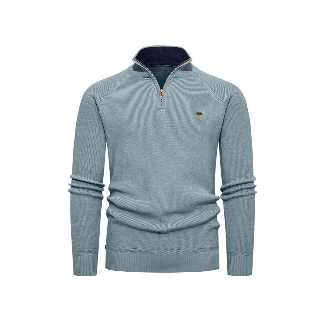 Herren Strickpullover mit Stehkragen und Reißverschluss EB