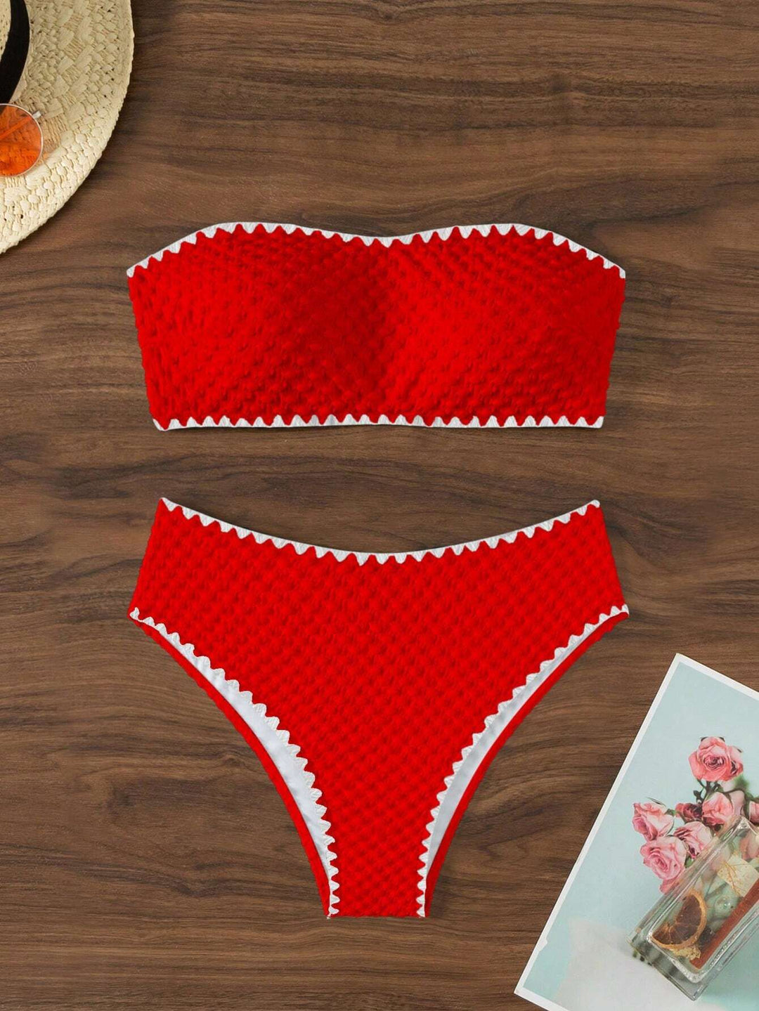 Damen Bandeau-Bikini mit strukturierter Oberfläche EB