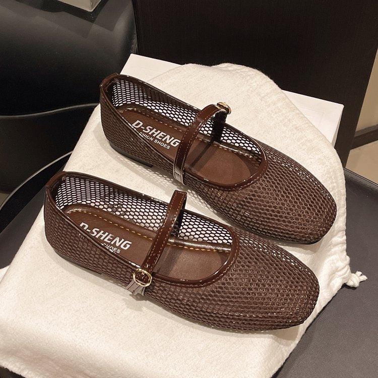Damen atmungsaktive Ballerinas mit verstellbarem Riemen EB