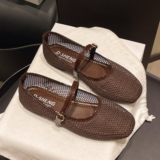 Damen atmungsaktive Ballerinas mit verstellbarem Riemen EB