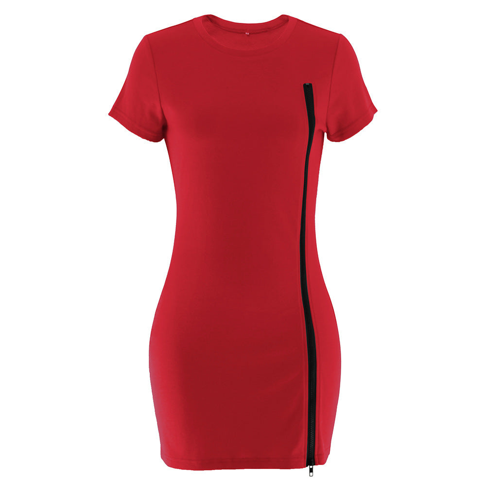 Damen figurbetontes Kleid mit seitlichem Reißverschluss und Rundhalsausschnitt EB