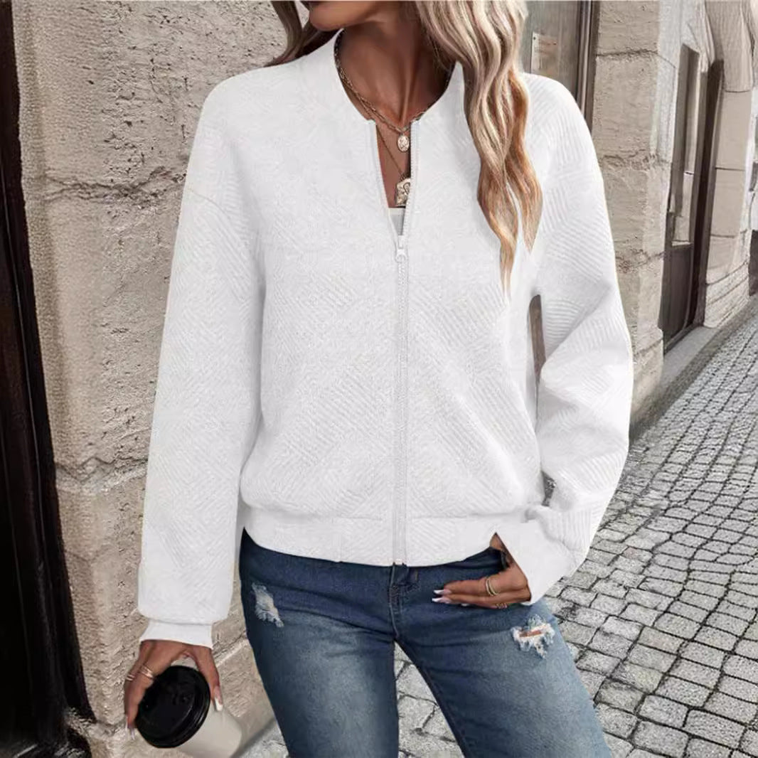 Damen sportliche Bomberjacke mit strukturiertem Design und hohen Bündchen EB