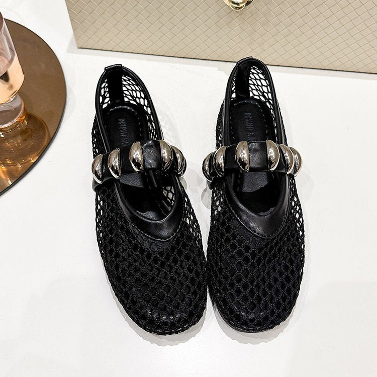 Damen Komfortable und stilvolle Netzschuhe mit dekorativen Schnallen EB