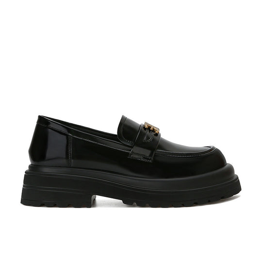 Damen Chunky Loafers aus hochwertigem Lackleder mit eleganter Schnallen-Applikation EB