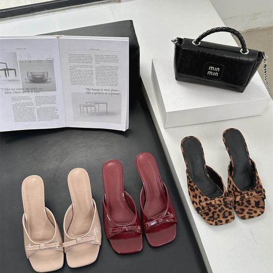 Damen elegante Slipper mit zarter Schleifenverzierung EB