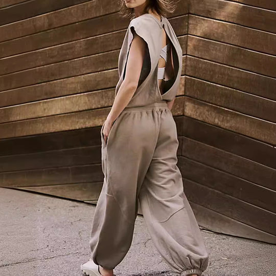 Damen lässiger Sweatanzug mit weiter Silhouette und elastischem Bund EB