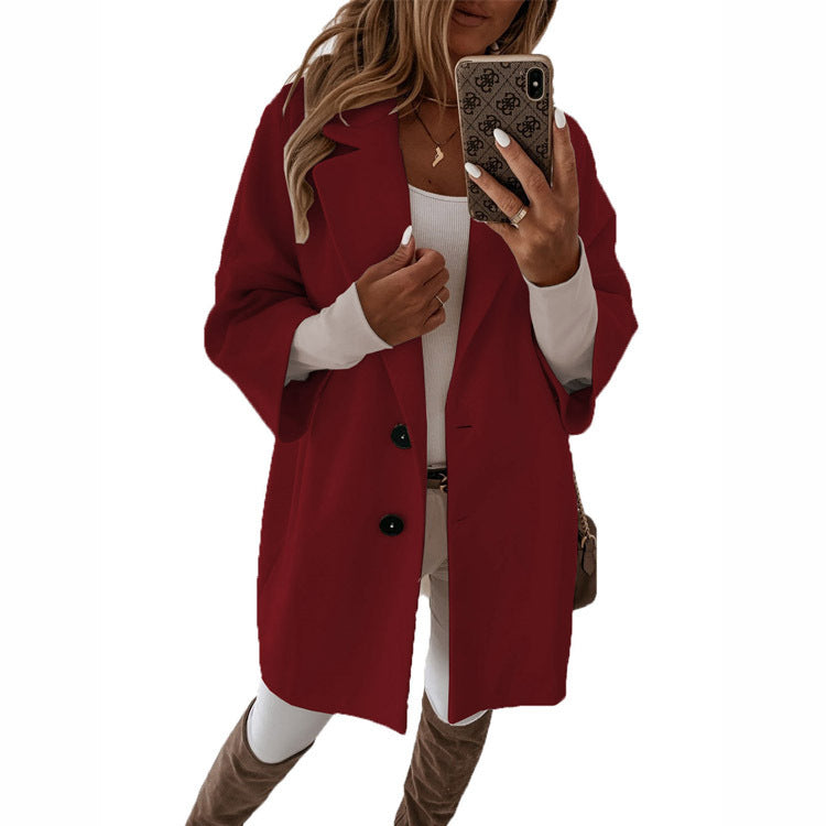 Damen elegante oversized Jacke mit doppelter Knopfleiste EB