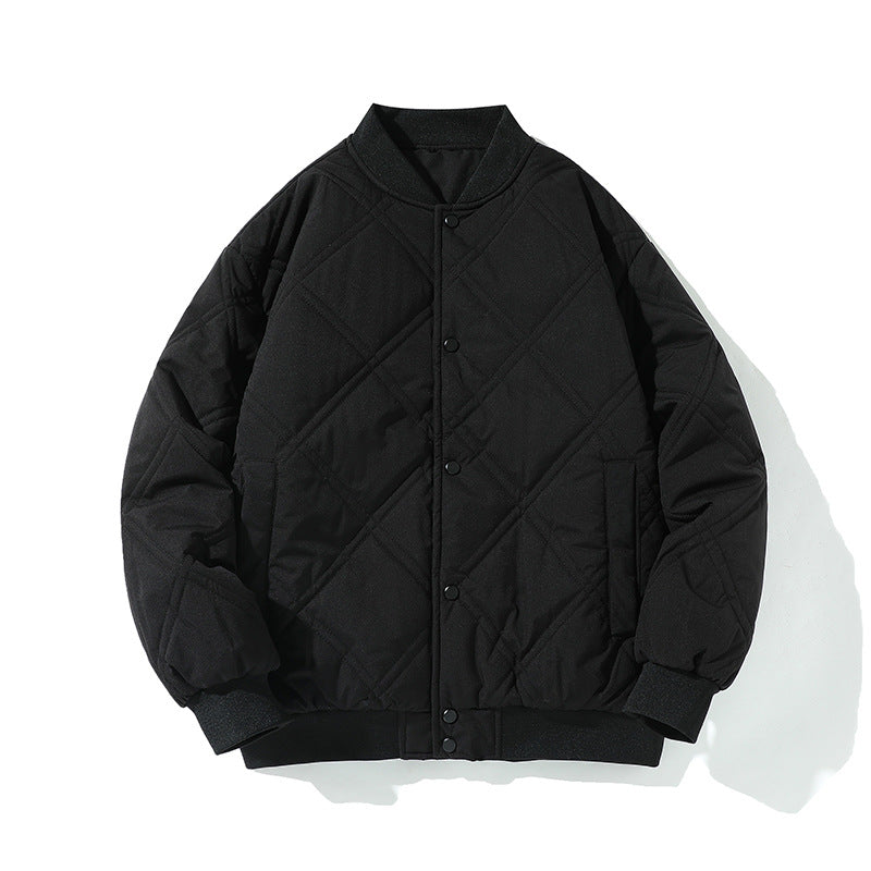 Herren gesteppte College-Blousonjacke mit Rautensteppung, Druckknopfverschluss und gerippten Bündchen EB
