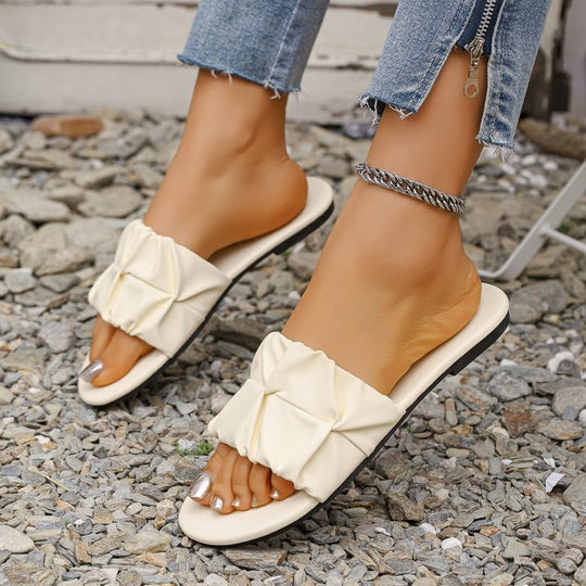 Damen Komfortable Riemchen-Sandalen mit modischem Falten-Design EB
