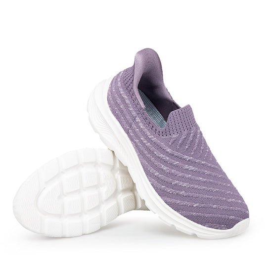 Damen Bequeme Slip-On Sneakers mit atmungsaktiver Strickoberfläche EB