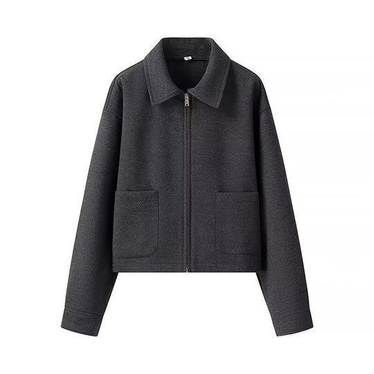 Damen lässige cropped Jacke mit praktischen Taschen und modernem Reißverschluss EB