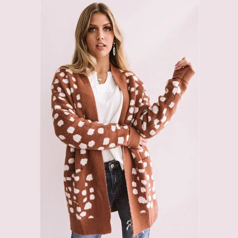 Damen Raglan-Cardigan mit stylischem Punktmuster EB