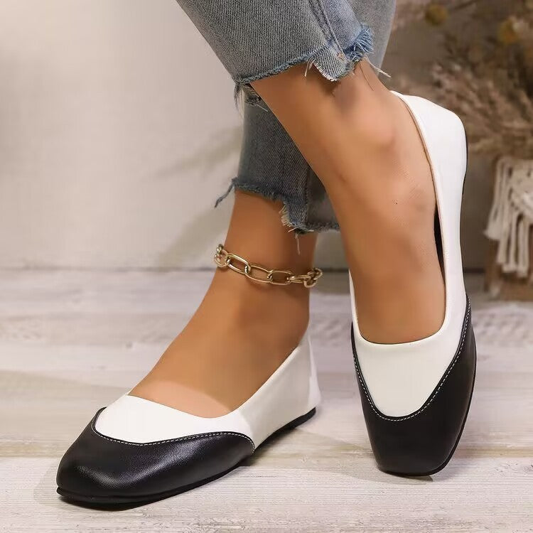 Damen elegante Ballerinas mit klassischem Farbkontrast EB