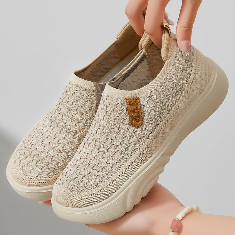 Damen Slip-On Freizeit-Schuhe mit luftiger Strickstruktur EB