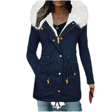 Damen gefütterte Winterjacke mit abnehmbarer Kapuze EB