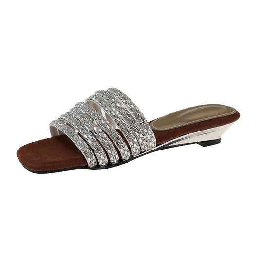 Damen Glamouröse Mules mit funkelnden Strassverzierungen und elegantem Design EB
