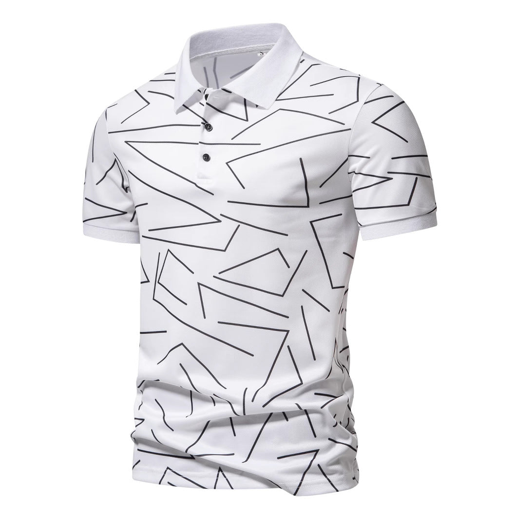 Herren Poloshirt mit modernem geometrischem Muster und atmungsaktiven Eigenschaften EB