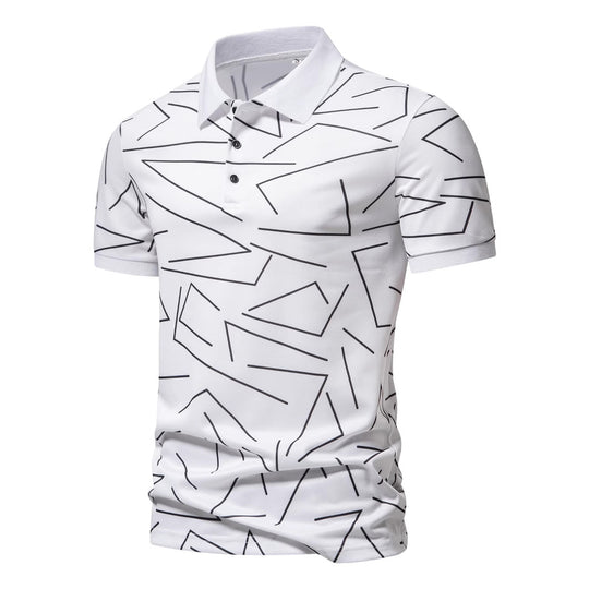 Herren Poloshirt mit modernem geometrischem Muster und atmungsaktiven Eigenschaften EB