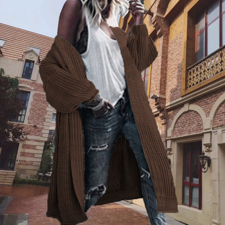 Damen Strickmantel mit oversized Passform und voluminösen Ärmeln EB