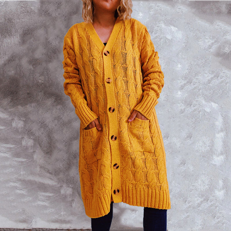 Damen Grobstrickjacke mit Knopfdetails und praktischen Taschen EB