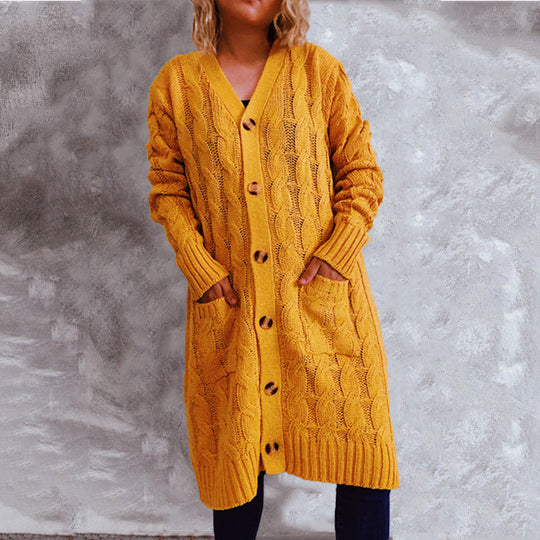 Damen Grobstrickjacke mit Knopfdetails und praktischen Taschen EB