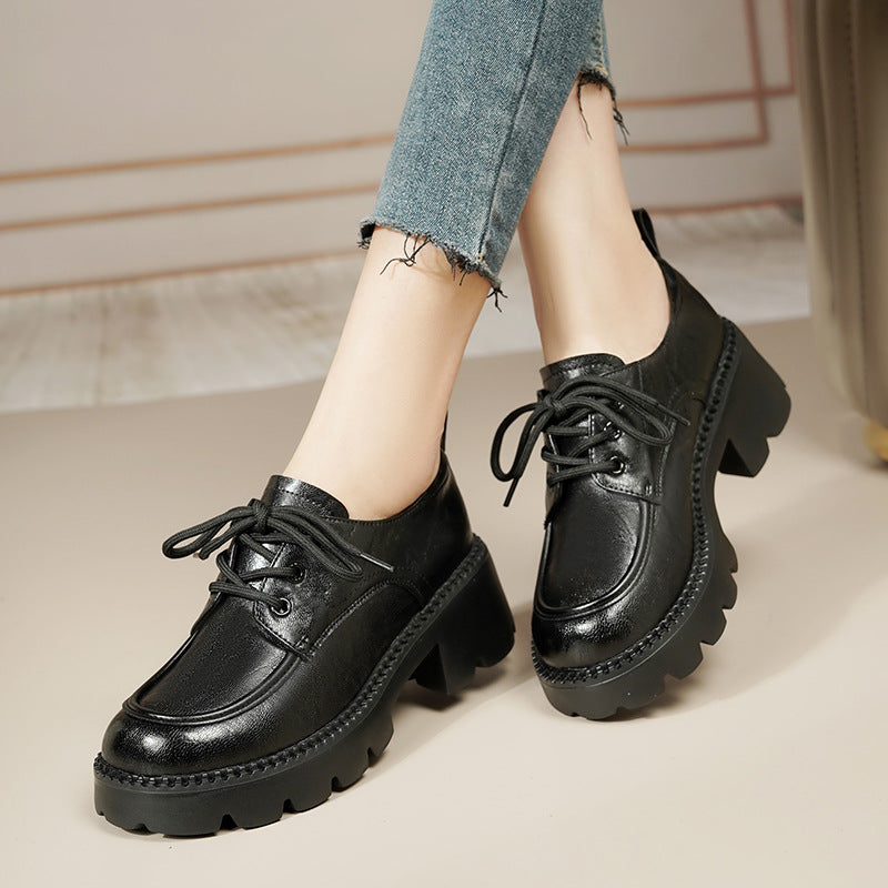 Damen Trendige Schnürschuhe mit robustem Blockabsatz und modischem Obermaterial EB