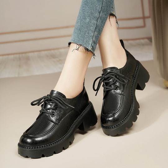 Damen Trendige Schnürschuhe mit robustem Blockabsatz und modischem Obermaterial EB