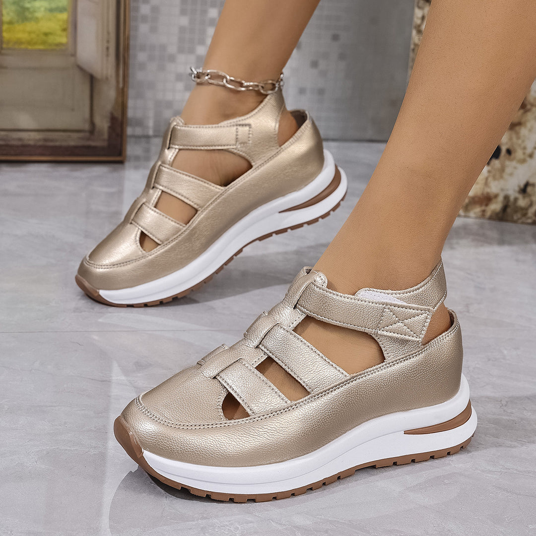 Damen Sportliche Sneakers mit anatomischer Dämpfung und Klettverschlüssen EB