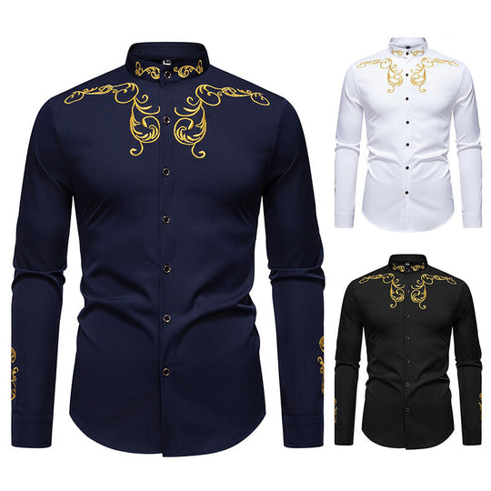 Herren Langarmshirt mit elegantem Stickereidesign EB