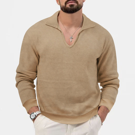 Herren eleganter Pullover mit V-Ausschnitt und strukturiertem Design EB
