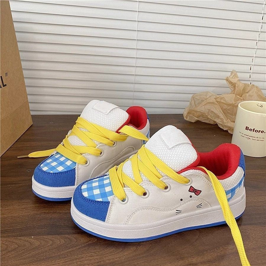 Damen Verspielte Sneakers mit einer Kombination aus Hochwertigem Obermaterial und Farbigen Akzenten EB