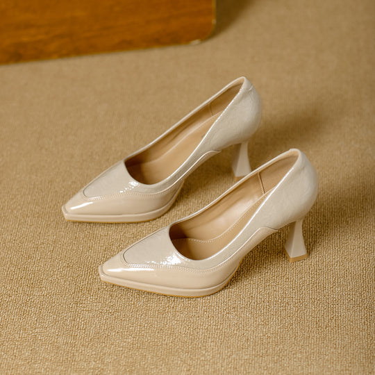 Damen Elegante Lackleder-Pumps mit einzigartigem Blockabsatz EB