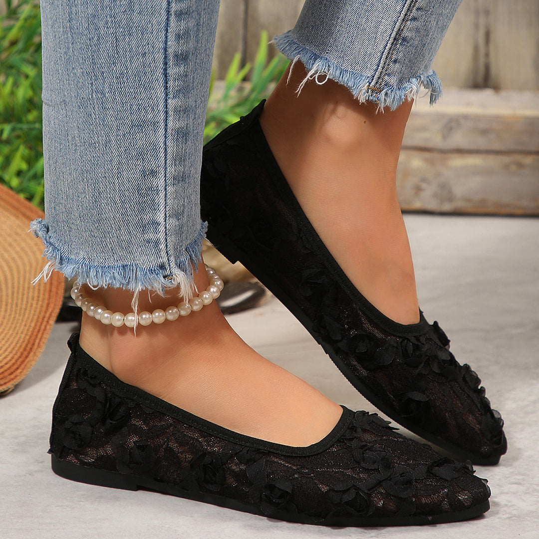 Damen Ballerinas mit floraler Spitze und eleganten Details EB
