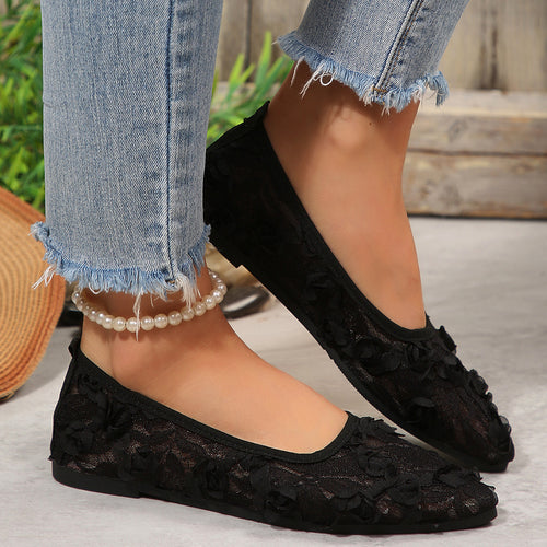 Damen Ballerinas mit floraler Spitze und eleganten Details EB