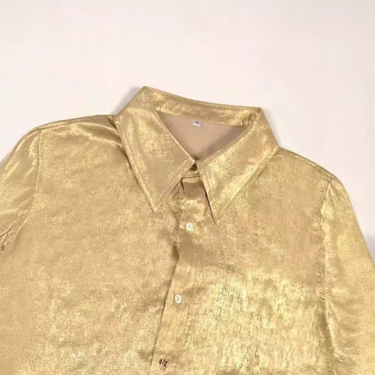 Damen modisches cropped Hemd mit Volantärmeln EB