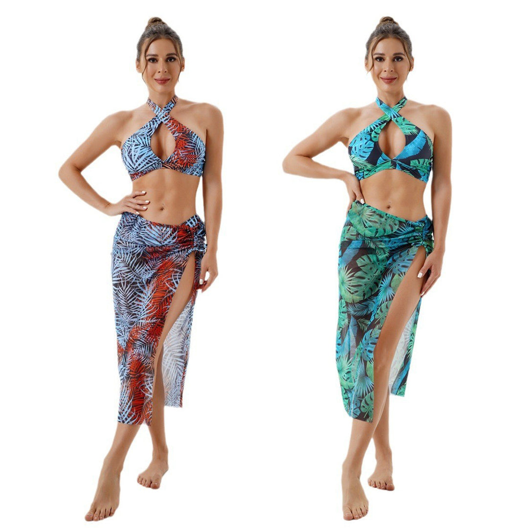 Damen Modischer Bikini mit transparenter Strandpareo EB