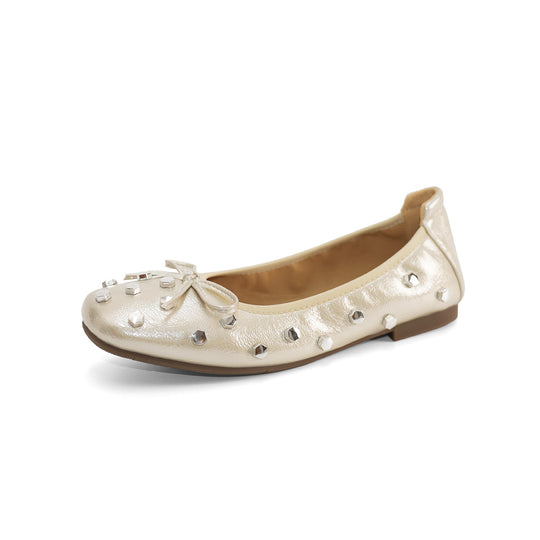 Damen Ballerinas mit schimmerndem Obermaterial und funkelnden Strassverzierungen EB