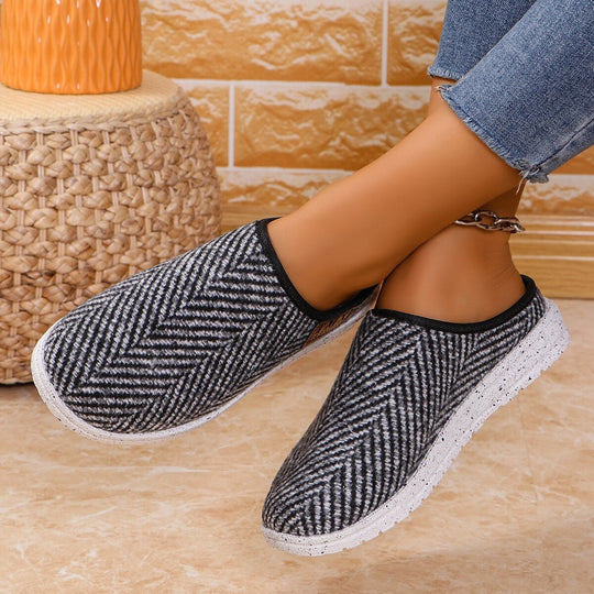 Damen Bequeme Hausschuhe mit Rutschfester Sohle und Herringbone-Muster EB