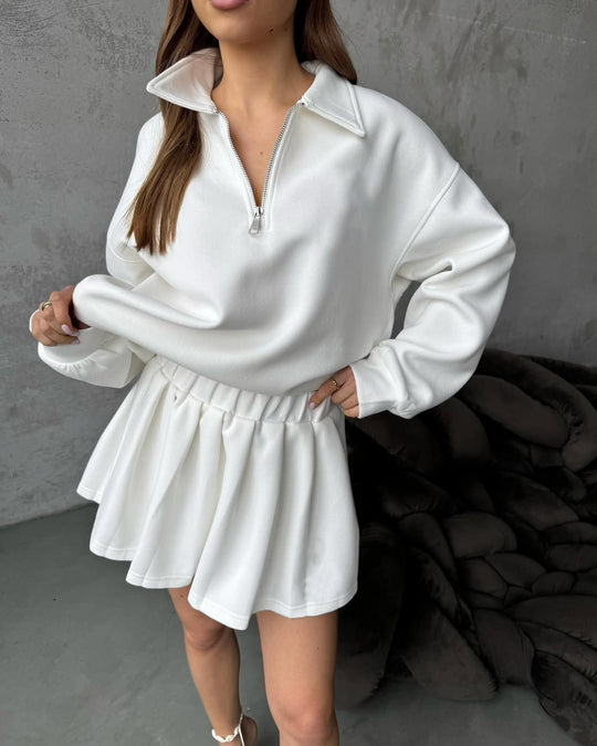 Damen sportlicher Pullover mit Kordelzug und Reißverschluss EB