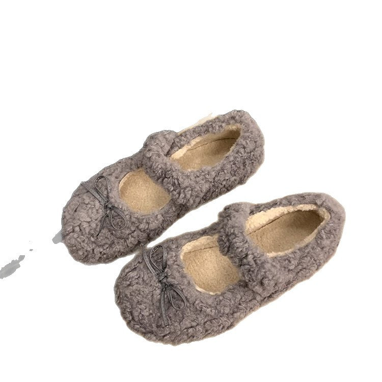 Damen Flauschige Hausschuhe mit elegantem Riemendesign EB