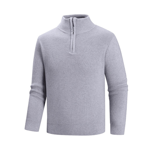 Herren modischer Strickpullover mit halbem Reißverschluss und strukturiertem Muster EB