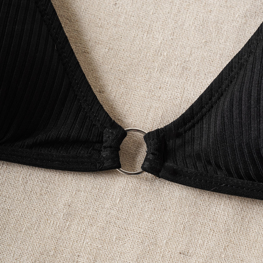 Damen Triangel-Bikini mit feinem Ripp-Design und verstellbaren Trägern EB
