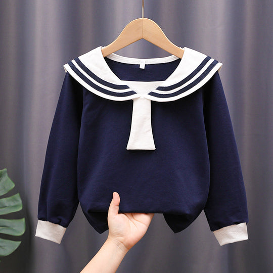 Mädchen Matrosen Sweatshirt mit stylischem Kragen EB