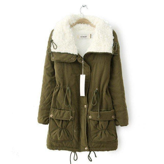 Damen lässige Steppjacke mit kuscheligem Innenfutter und verstellbarem Taillenzug EB