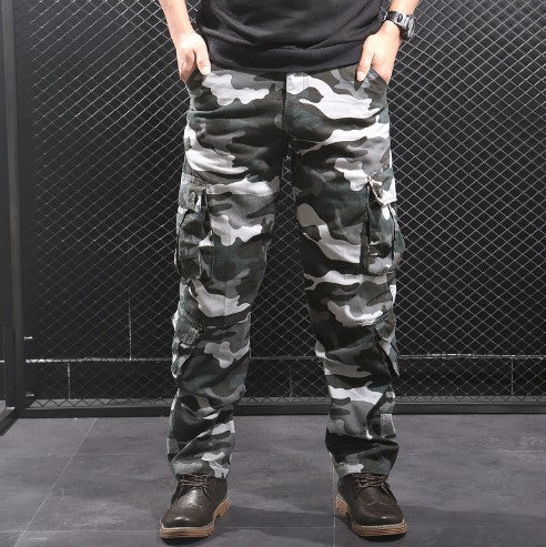 Herren Cargo-Hose mit multifunktionalen Taschen und modischem Camouflage-Design EB