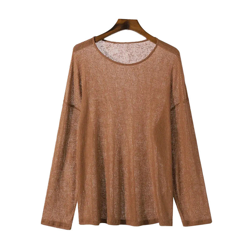 Damen Langarmshirt mit strukturiertem Rippenmuster und lässigem Schnitt EB